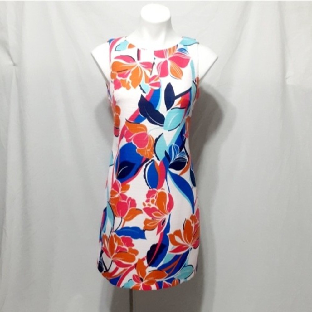 RN Studio Vibrant Floral Sheath Dress Small Sleeveless Garden Party Lunch Date - Picture 3 of 5